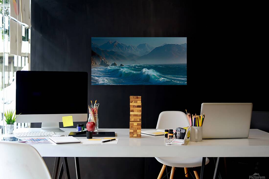 Sapphire Break – Crashing Ocean Wave Art Print Reproduction