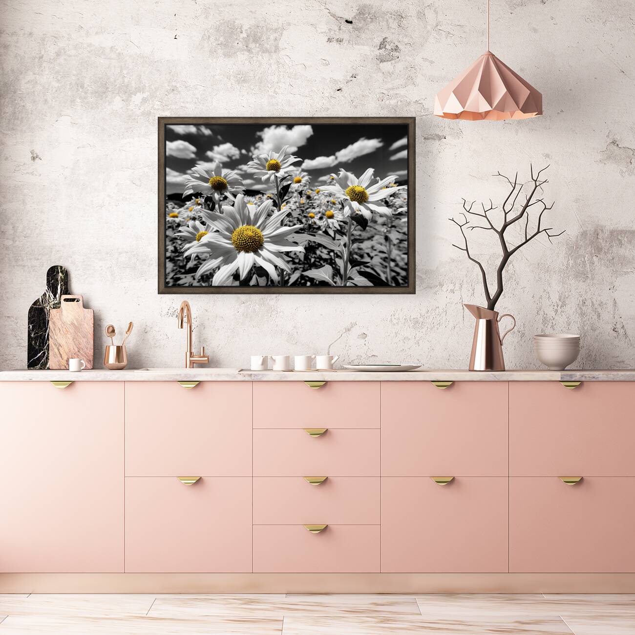 Whispers of Light – Monochrome Daisy Field Print Reproduction