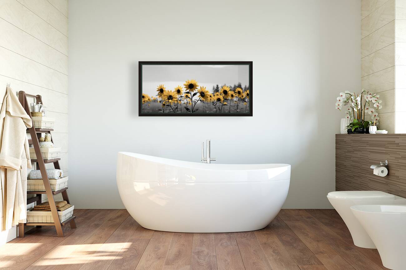 Blue Horizon Bloom – Sunflowers by the Sea Print Reproduction