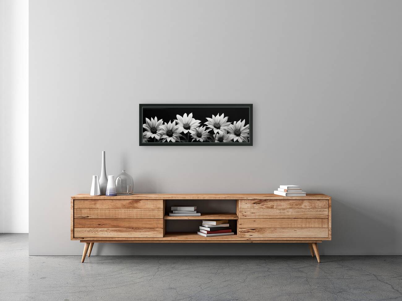 Eternal Bloom – Monochrome Sunflower Field Print Reproduction