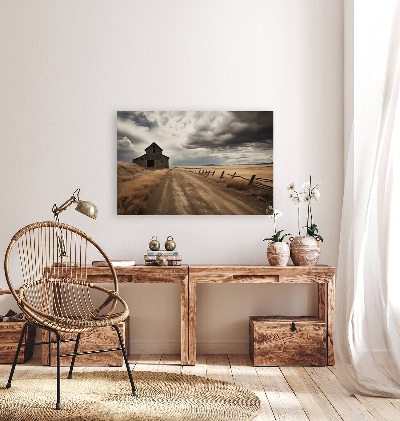 The Long Road Home – Sepia Countryside Landscape Print Reproduction
