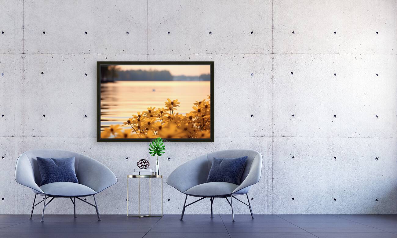 Golden Hour Bloom – Warm Sepia Sunflower Landscape Print Reproduction