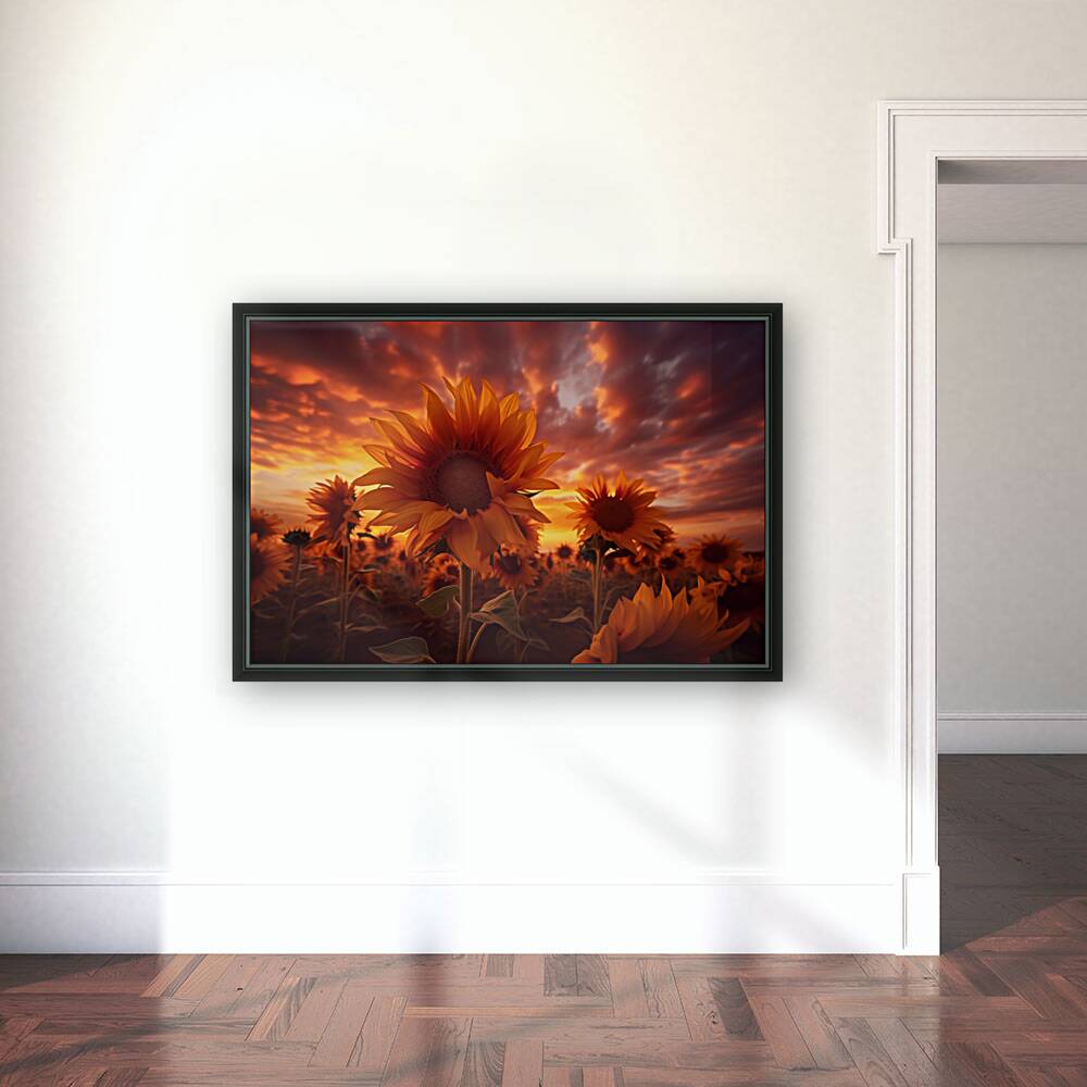 Blaze of Blooms – Dramatic Sunflower Sunset Print Reproduction