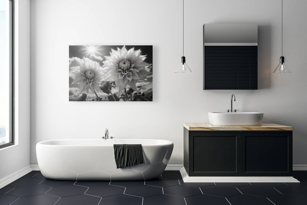 Silver Petals – Black & White Daisy Art Print Reproduction