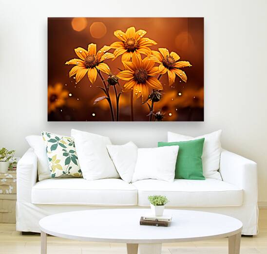 Golden Hour Daisies – Warm Botanical Art Print Reproduction