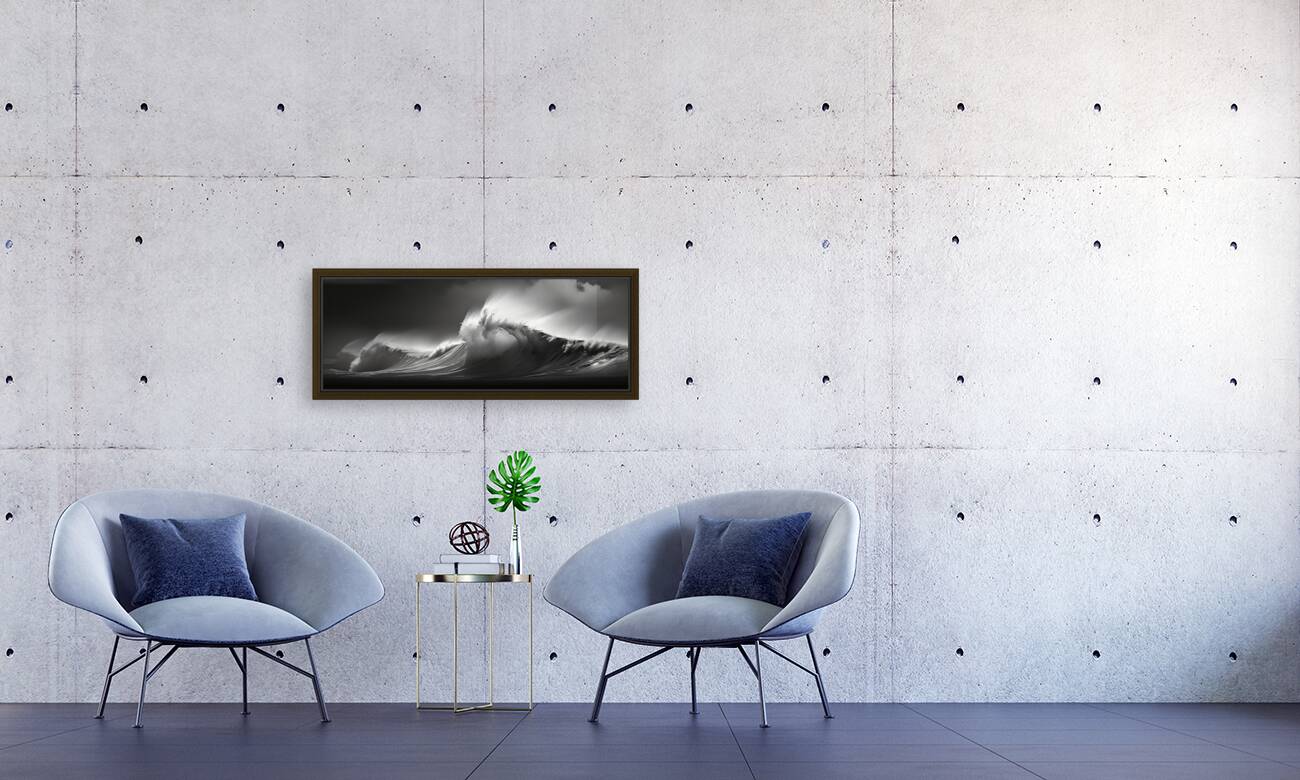 Silver Breaker – Black & White Ocean Wave Print Reproduction