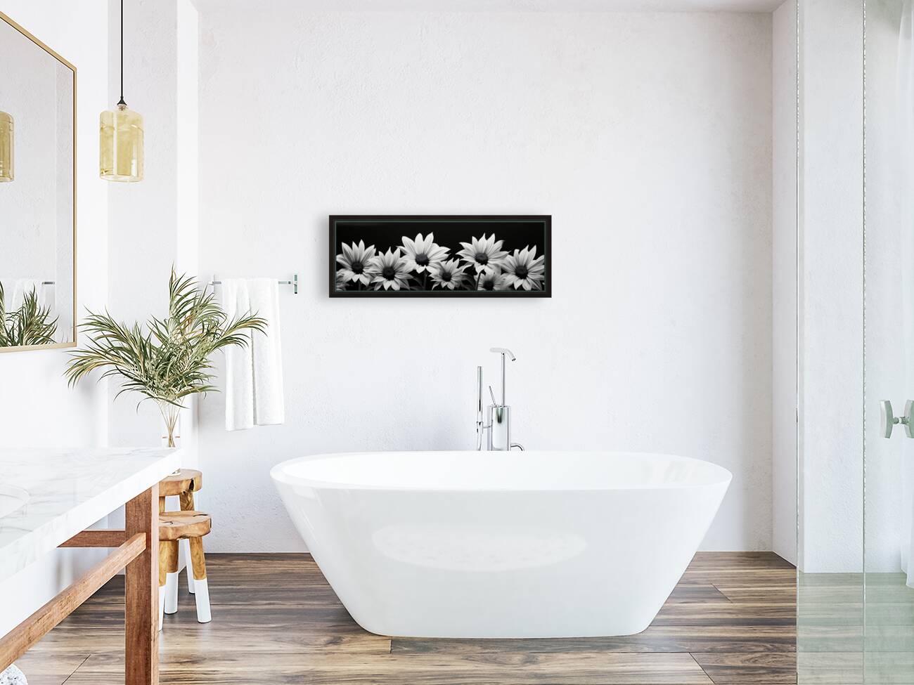 Garden Row – Sunflower Lineup Botanical Art Print Reproduction