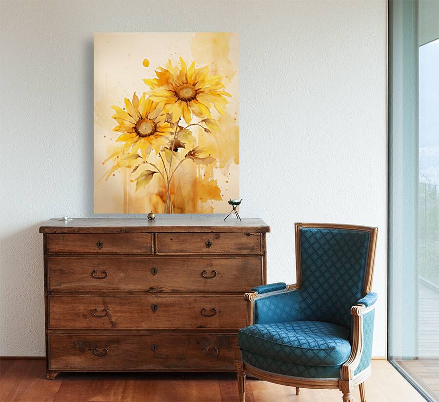 Sunlit Petals – Watercolor Sunflower Art Print Reproduction