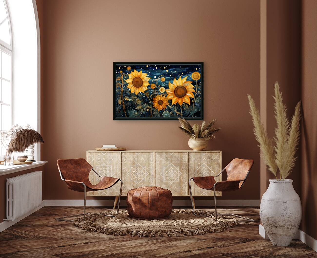 Starry Night Sunflowers – Van Gogh-Inspired Floral Art Print Reproduction