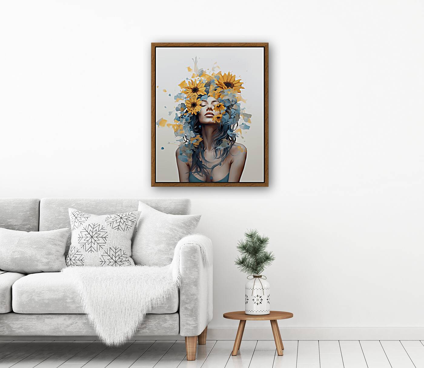 Beautiful Arrangement – Botanical Headpiece Portrait Art Print Reproduction