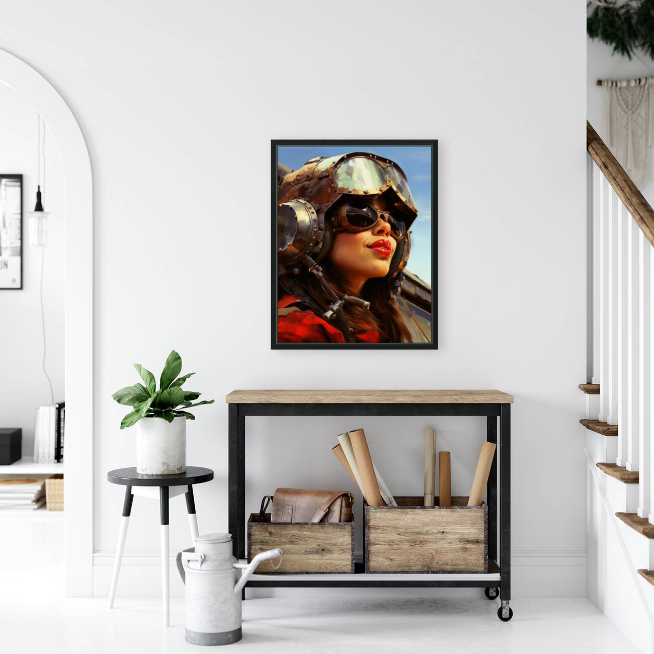 Woman of War - Aviator Portrait Art Prints Reproduction