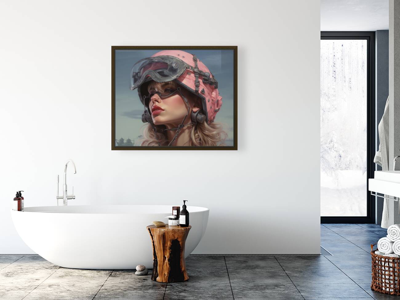 Woman Of War - Tactical Visor Portrait Art Prints Reproduction