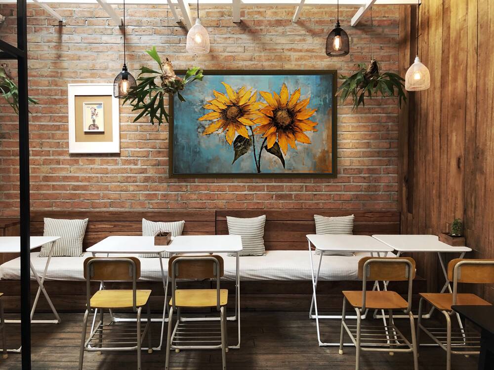 Allure - Sunflower Duo - Modern Floral Art Prints Reproduction