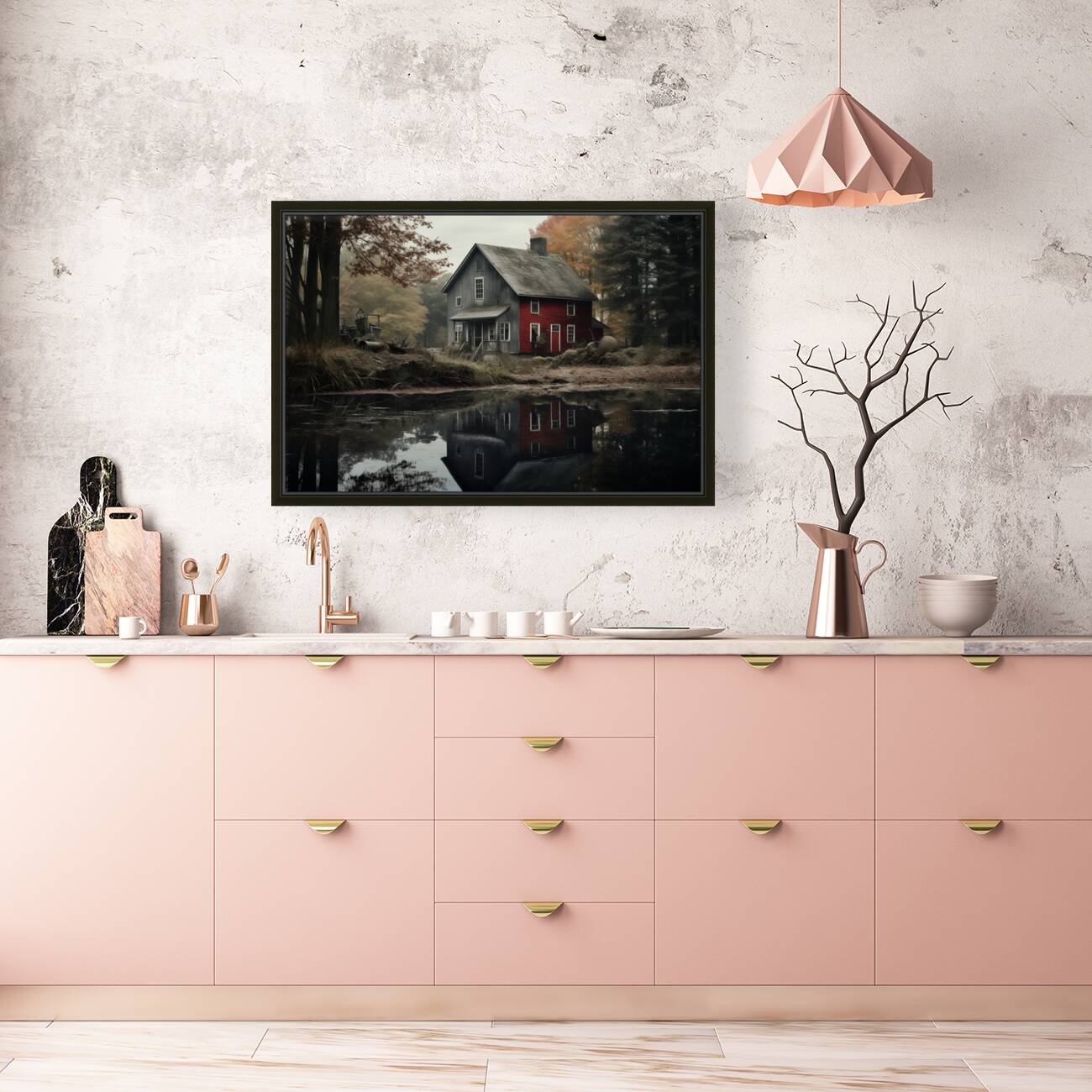 Farmhouse – Rustic Country Landscape Art Print Reproduction