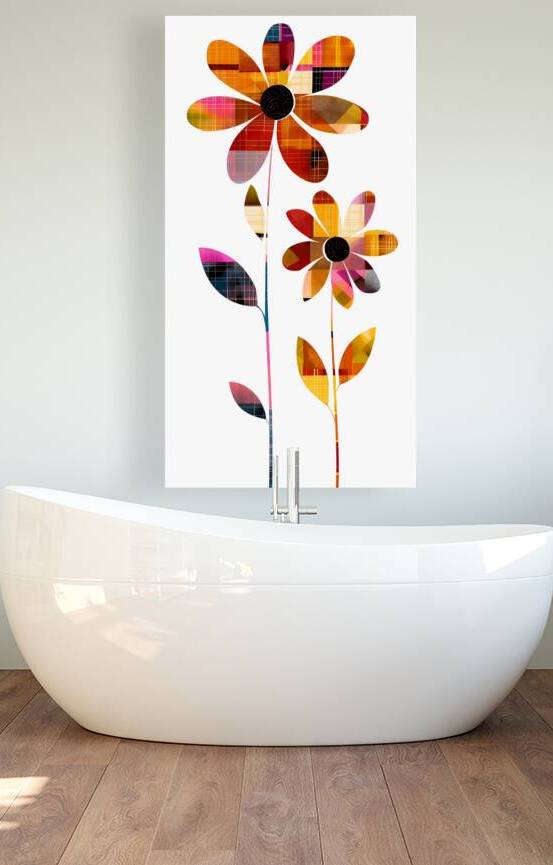 Plaid Botanica 24 - Modern Retro Floral Art Prints by Savage Art Prints