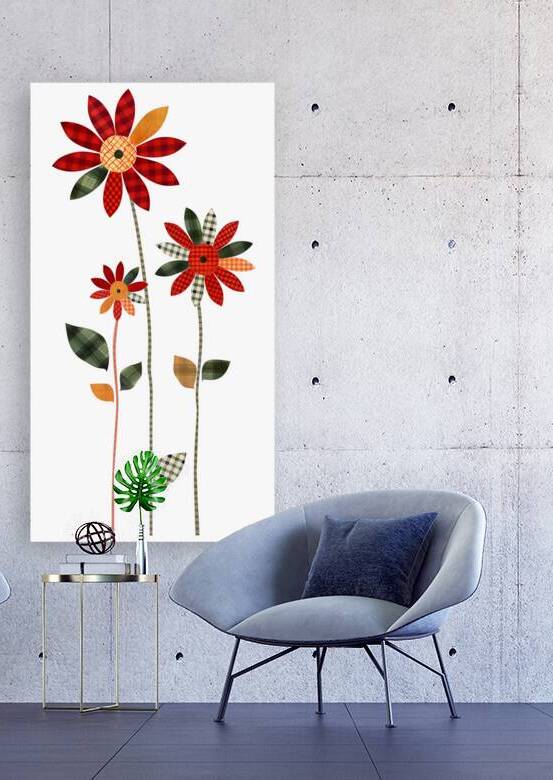 Plaid Botanica 13 - Retro Floral Art Prints by Savage Art Prints