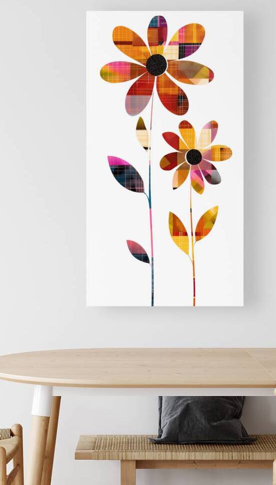 Plaid Botanica 15 - Contemporary Floral Pattern Art Prints by Savage Art Prints