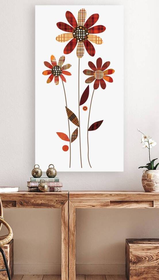 Plaid Botanica 19 - Modern Retro Floral Art Prints by Savage Art Prints