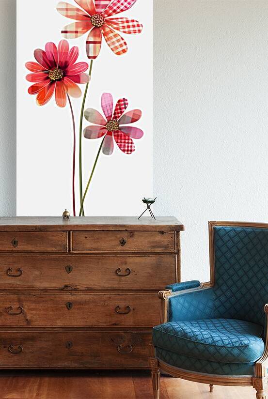 Plaid Botanica 4 - Contemporary Floral Art Prints by Savage Art Prints