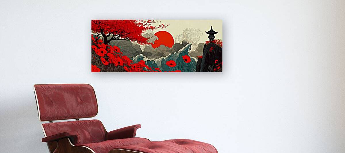 Sakura To Taiyo 桜と太陽 - Cherry Blossoms And Sun - Japanese Floral Art Prints by Savage Art Prints