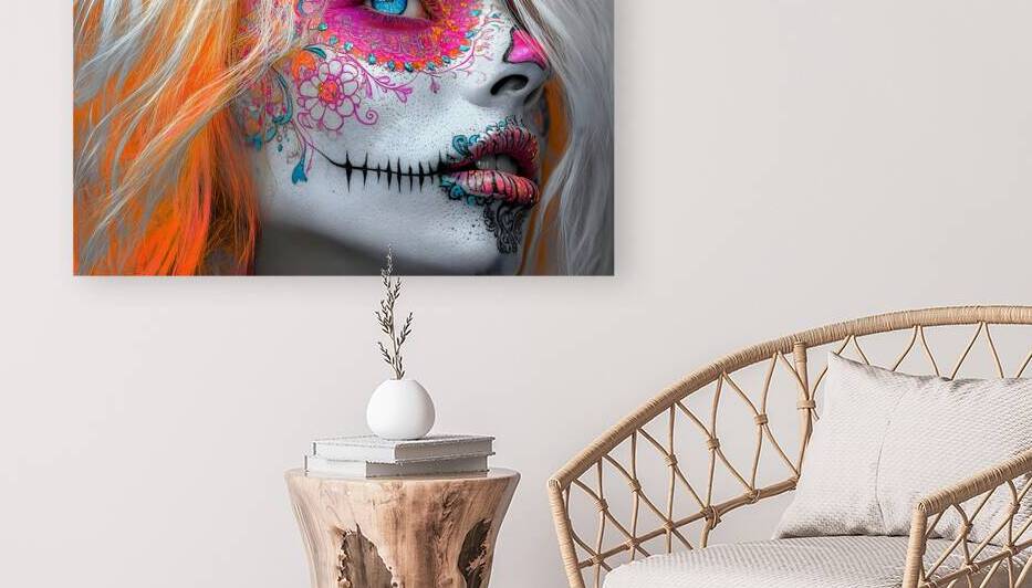 Ojos De Cielo Dia de los Muertos Sugar Skull by Savage Art Prints