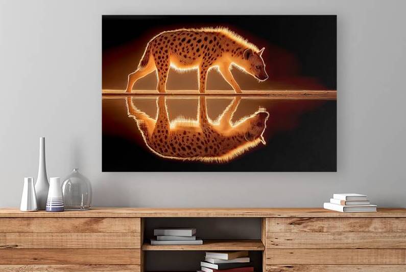 Ember Stalker – Hyena Reflection Print by Savage Art Prints