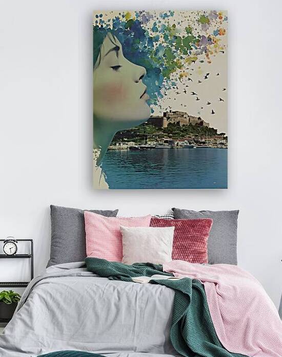 Memories in Blue – Vintage Collage Poster Art Print by Savage Art Prints