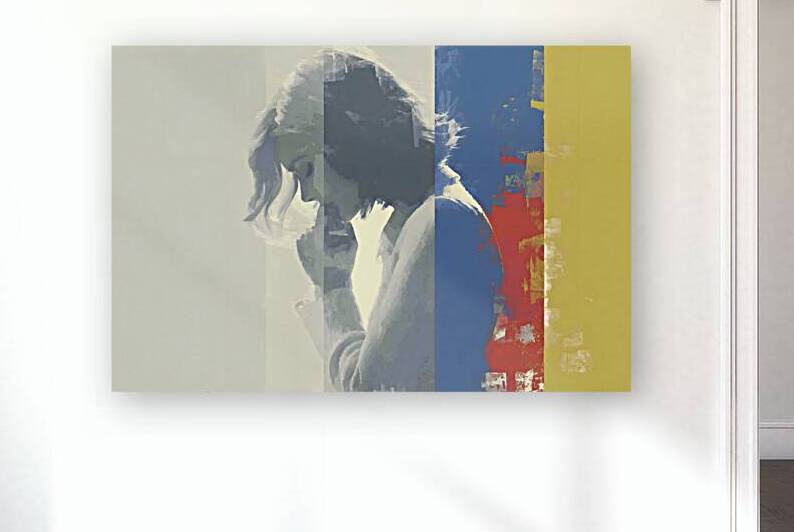 Abstract Portrait in Primary Hues – Women’s Portrait Art Print by Savage Art Prints