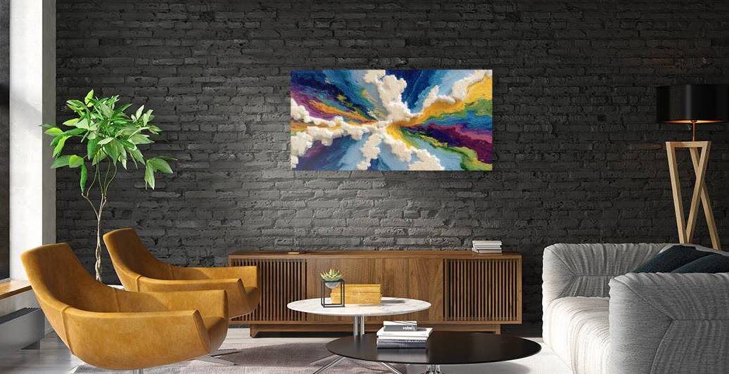 Spectrum Cloudburst – Textured Impasto Abstract Print by Savage Art Prints