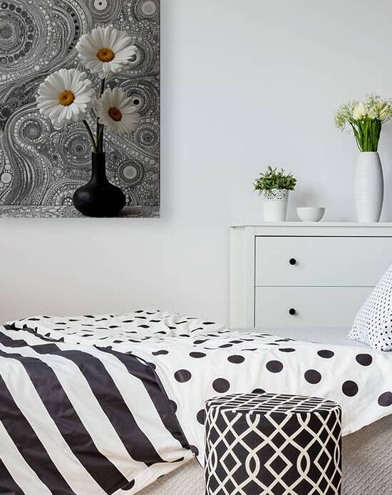 Gerbera – Daisy Flowers in Cosmic Pattern Print by Savage Art Prints