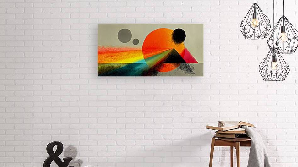 Desert Orbit – Retro Sun and Pyramid Abstract Print by Savage Art Prints