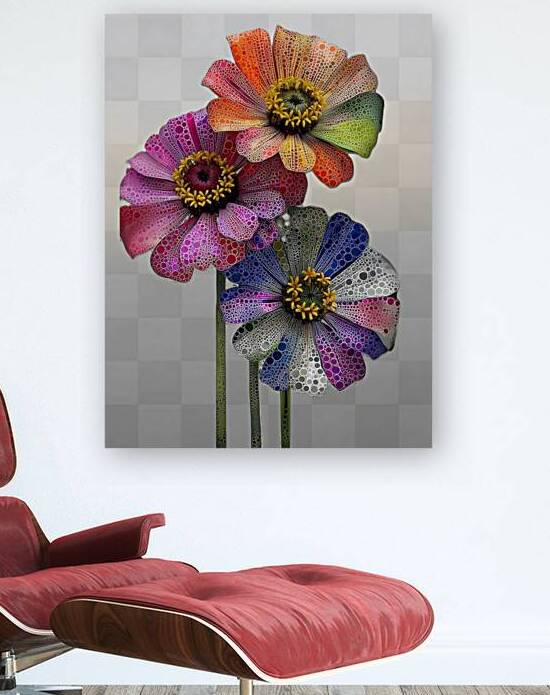 Pixel Bloom Trio – Pop Art Floral Abstract Print by Savage Art Prints