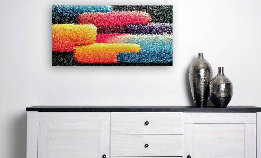 Neon Stack – Gradient Pillars Abstract Print by Savage Art Prints