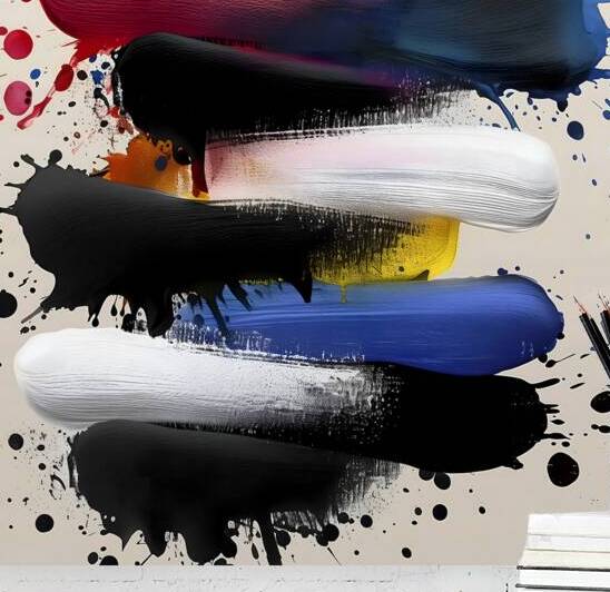 Stacked Tides – Layered Brush Columns Print by Savage Art Prints