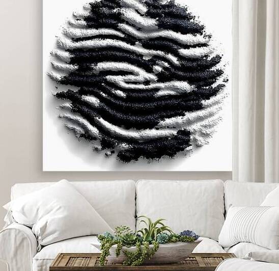 Granular Echo – Tactile Monochrome Orb Print by Savage Art Prints