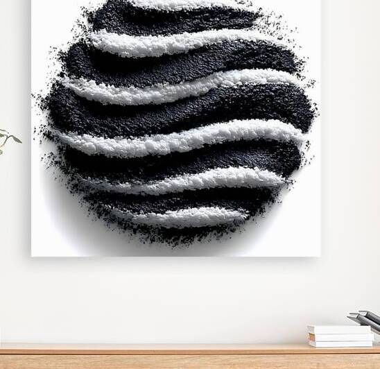 Lunar Strata – Layered Monochrome Sphere Print by Savage Art Prints