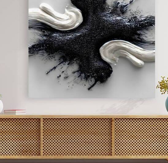 Ivory & Onyx Collision – Abstract Paint Splash Print by Savage Art Prints