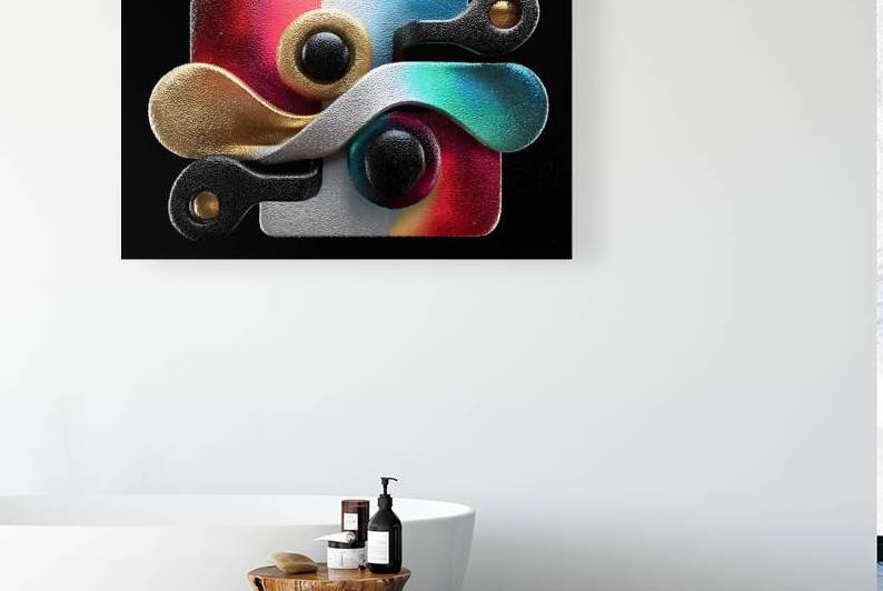 Gold & Blue Loops – Modern Abstract Wall Art Print by Savage Art Prints