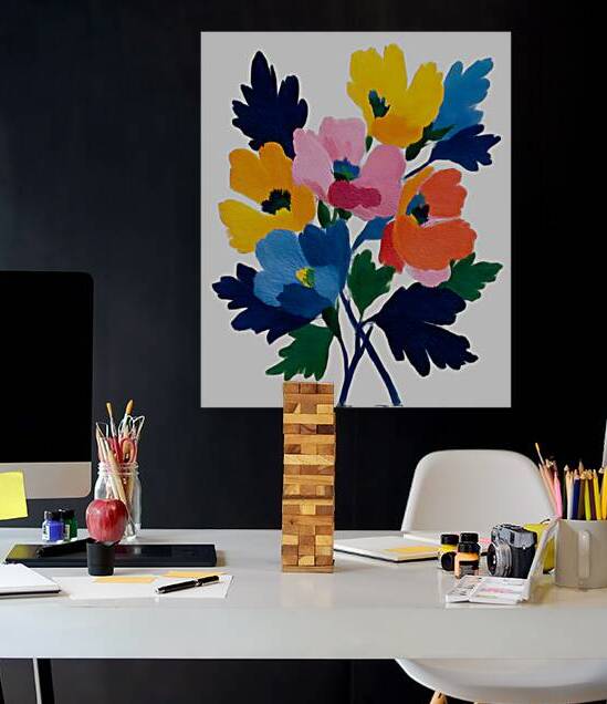 Colorblock Bouquet – Bold Abstract Floral Print by Savage Art Prints