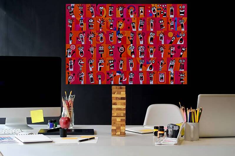 Wall of Screams – Pop Art Faces Print by Savage Art Prints