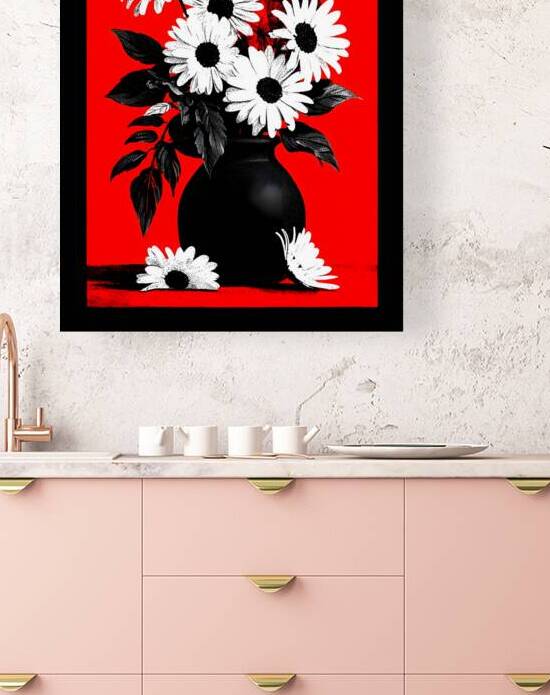 Noir Daisies – Pop Contrast Floral Print by Savage Art Prints