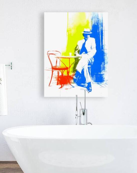 Cafe Chromatique – Modern Abstract Gentleman Print by Savage Art Prints