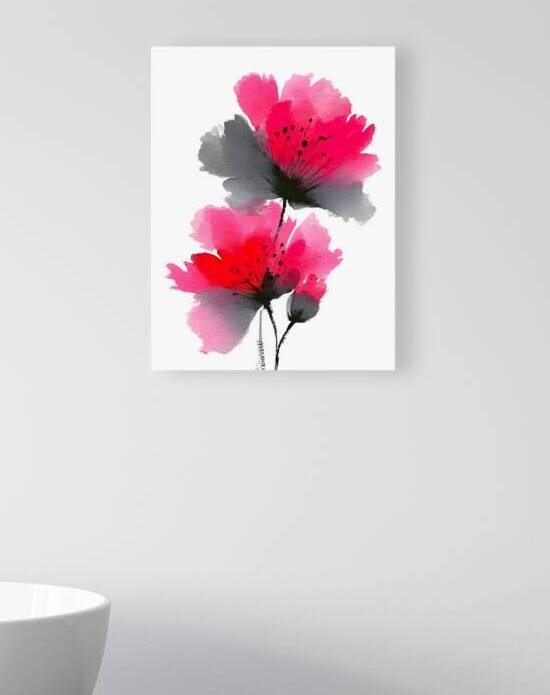 Crimson Petal Mist – Modern Watercolor Floral Print by Savage Art Prints