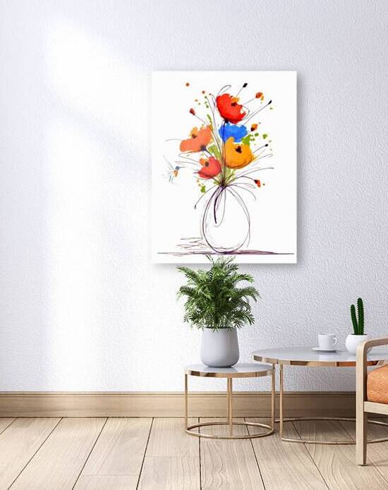 Whisper of Bloom – Contemporary Watercolor Vase Print by Savage Art Prints