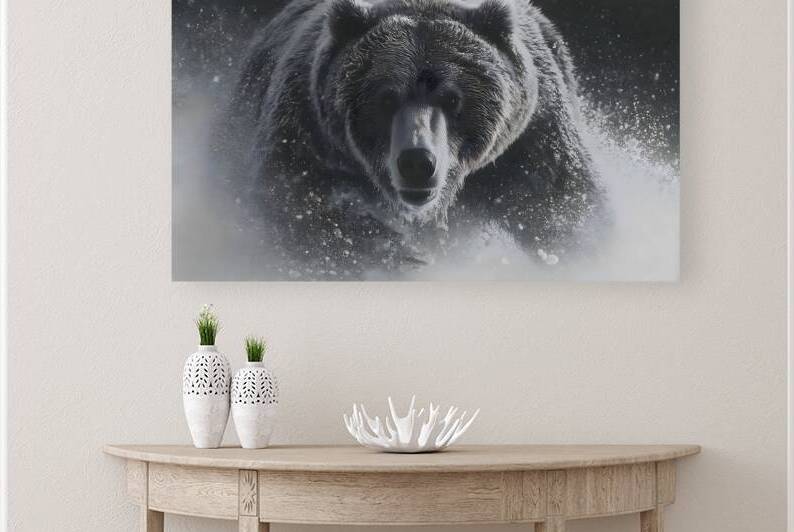 Thunder in White – Bear in the Snow Print by Savage Art Prints