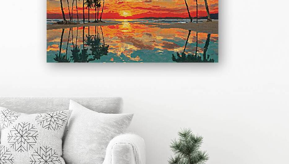 Firewater – Tropical Sunset Reflection Print by Savage Art Prints