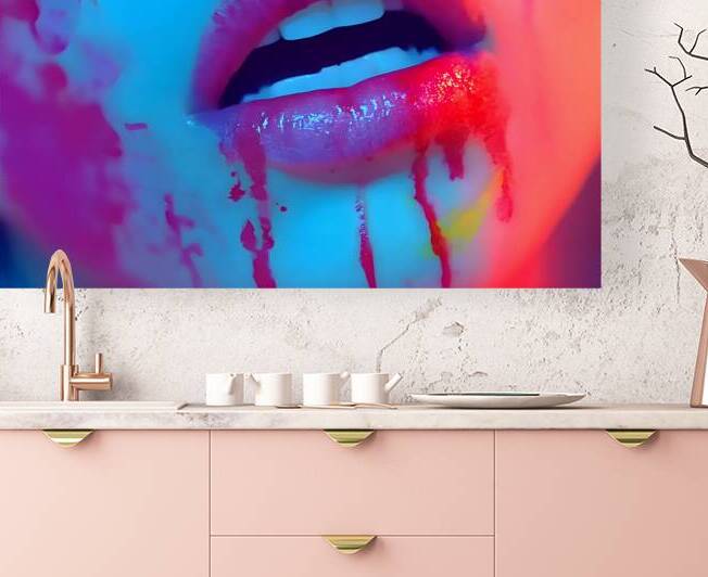 Color Bleed – Neon Lips Print by Savage Art Prints