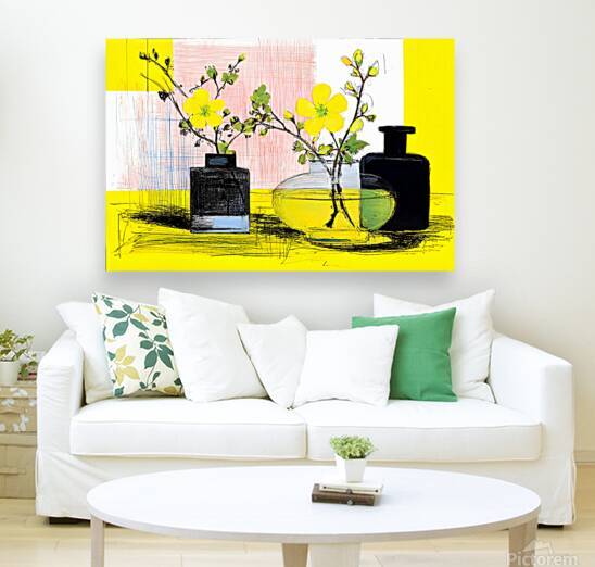 Lemonlight Botanicals – Mid-Century Floral Still Life Print by Savage Art Prints