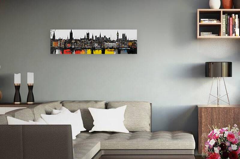 Electric Thames - London Cityscape Print by Savage Art Prints