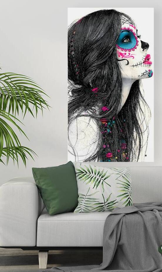 Susurros Del Cielo Dia de los Muertos Sugar Skull by Savage Art Prints